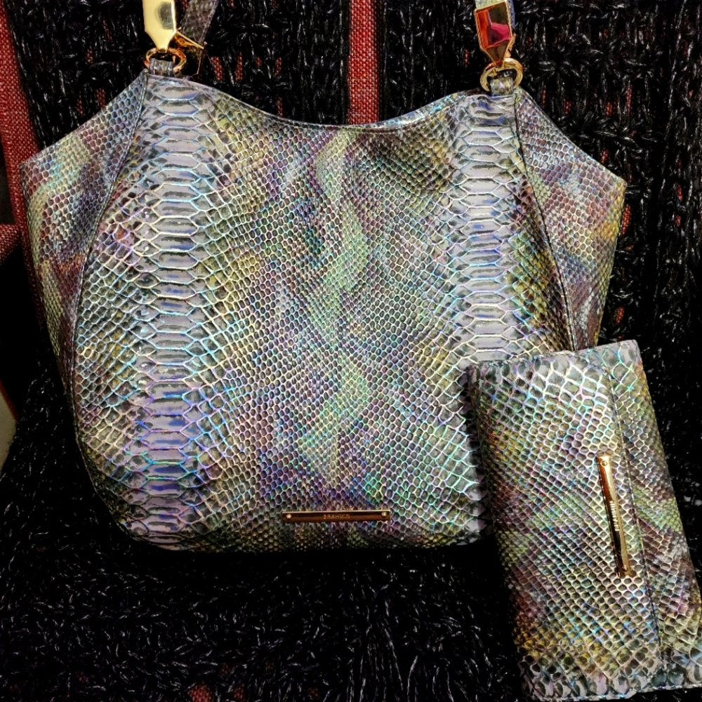 Brahmin Rare Marianna Moonstone Seville with Matching Checkbook Iridescent